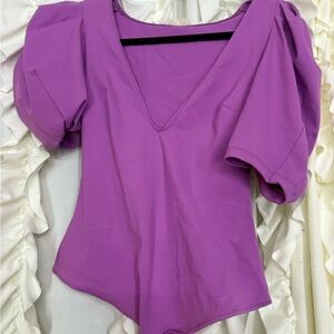 Elegant Purple Puff Sleeve Bodysuit